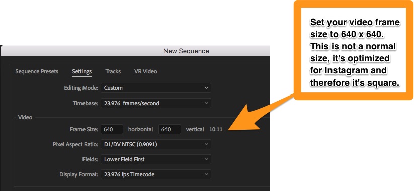 Set a frame size of 640 x 640 pixels, which is best for Instagram.